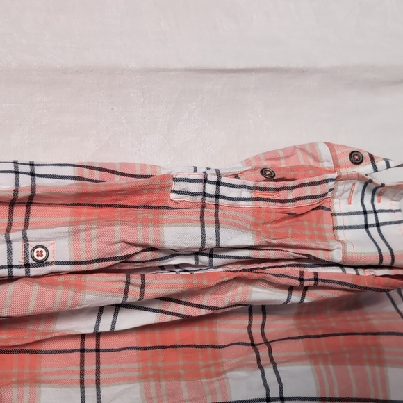 Natural Reflections Peach Grey Plaid Long Sleeve Button Up Size Extra Large - Picture 4 of 6